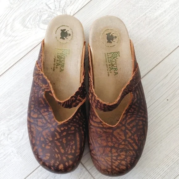El Naturalista Clogs Brown Leather with Wooden Sole Size EU 37 - Picture 4 of 14